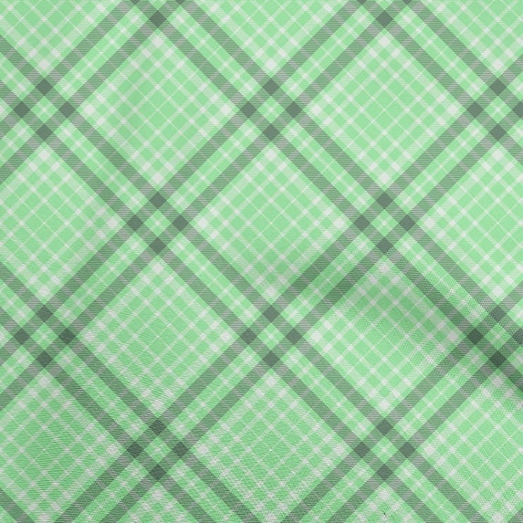oneOone Polyester Spandex Sea Green Fabric Plaid Dress Material Fabric Print Fabric By The Yard 56 Inch Wide