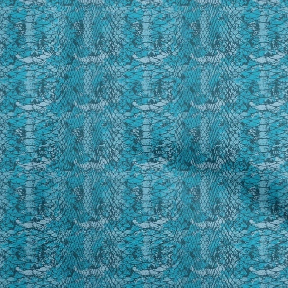 oneOone Polyester Spandex Teal Blue Fabric Animal Skin Diy Clothing Quilting Fabric Print Fabric By Yard 56 Inch Wide-FQ