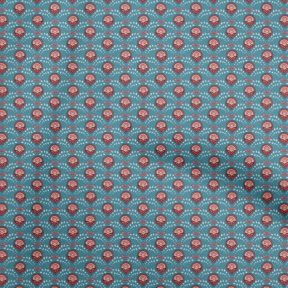 oneOone Polyester Spandex Teal Blue Fabric Block Craft Projects Decor Fabric Printed By The Yard 56 Inch Wide-LH