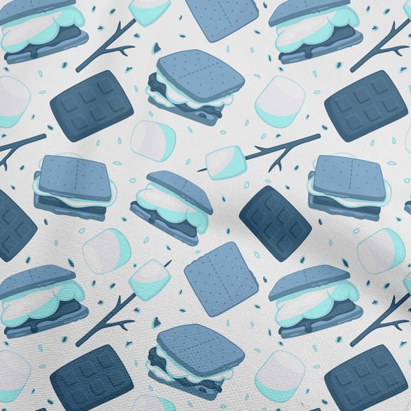 oneOone Polyester Spandex Teal Blue Fabric Food Quilting Supplies Print Sewing Fabric By The Yard 56 Inch Wide