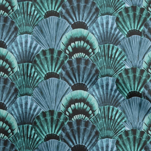 oneOone Polyester Spandex Teal Blue Fabric Sea Shells Ocean Fabric For Sewing Printed Craft Fabric By The Yard 56 Inch Wide