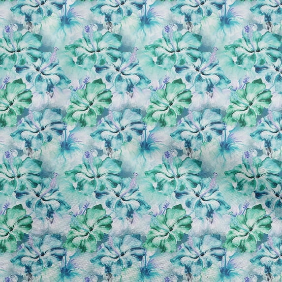 oneOone Polyester Spandex Teal Green Fabric Floral Diy Clothing Quilting Fabric Print Fabric By Yard 56 Inch Wide-5Q