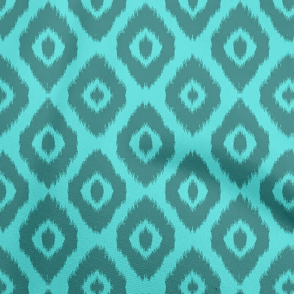 oneOone Polyester Spandex Turquoise Blue Fabric Asian Ikat Sewing Craft Projects Fabric Prints By Yard 56 Inch Wide