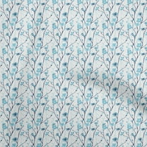 oneOone Polyester Spandex Turquoise Blue Fabric Floral Sewing Fabric By The Yard Printed Diy Clothing Sewing Supplies 56 Inch Wide