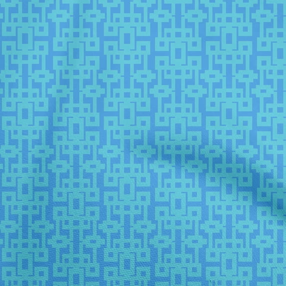 oneOone Polyester Spandex Turquoise Blue Fabric Geometric Dress Material Fabric Print Fabric By The Yard 56 Inch Wide
