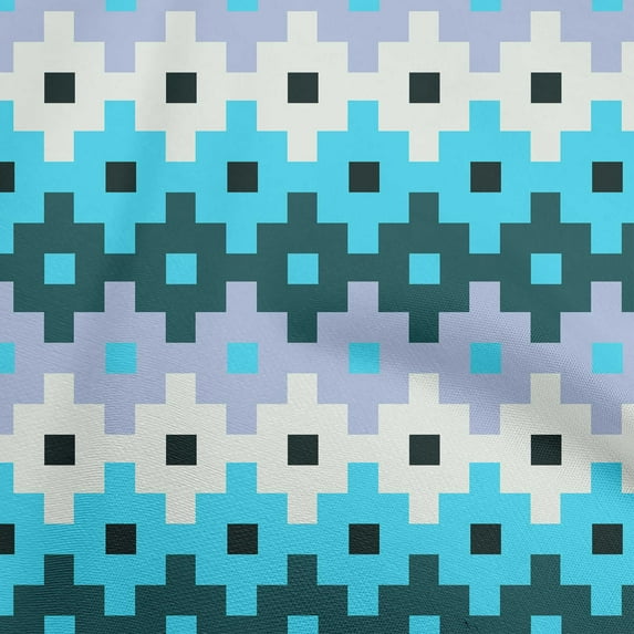 oneOone Polyester Spandex Turquoise Blue Fabric Geometric Fabric For Sewing Printed Craft Fabric By The Yard 56 Inch Wide