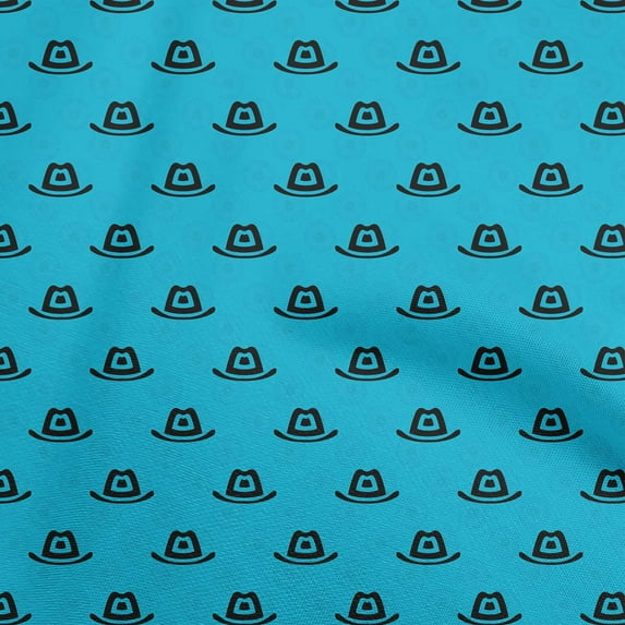 oneOone Polyester Spandex Turquoise Blue Fabric Kids Cowboy Hat Sewing Craft Projects Fabric Prints By Yard 56 Inch Wide