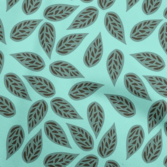 oneOone Polyester Spandex Turquoise Blue Fabric Leaves Sewing Material Print Fabric By The Yard 56 Inch Wide
