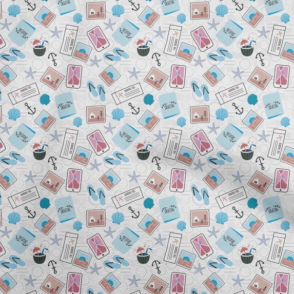 oneOone Polyester Spandex Turquoise Blue Fabric Travel Fabric For Sewing Printed Craft Fabric By The Yard 56 Inch Wide