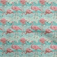 thumbnail image 1 of oneOone Polyester Spandex Turquoise Green Fabric Tropical Flamingo With Abstract Background Craft Projects Decor Fabric Printed By The Yard 56 Inch Wide, 1 of 4