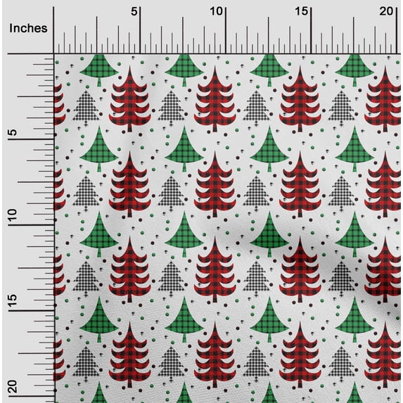 oneOone Polyester Spandex White Fabric Merry Christmas Craft Projects Decor Fabric Printed By The Yard 56 Inch Wide-K9C