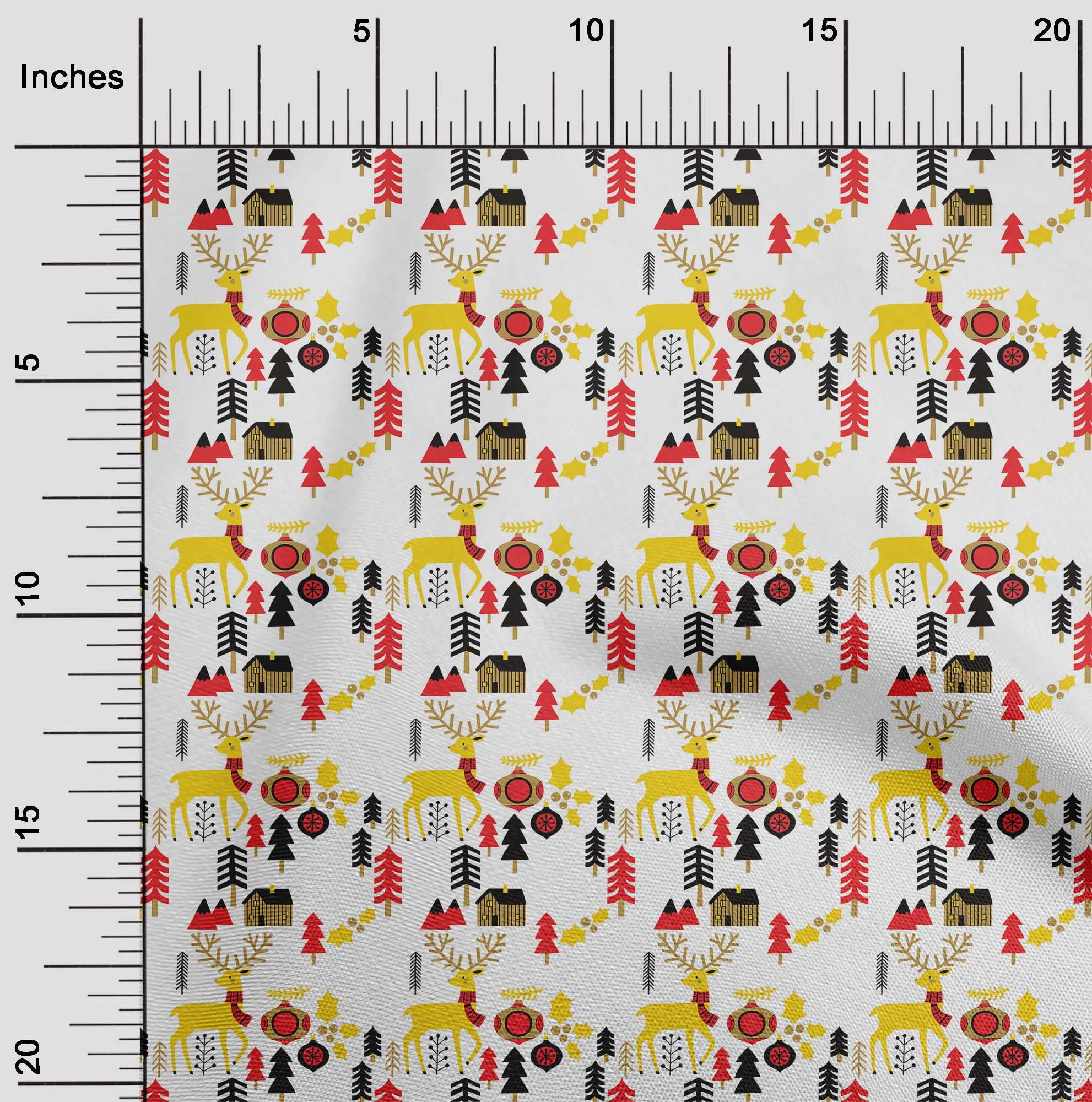 oneOone Polyester Spandex White Fabric Merry Christmas Dress Material Fabric Print Fabric By The Yard 56 Inch Wide-V8W