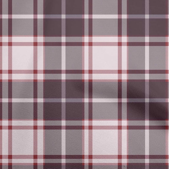 oneOone Polyester Spandex Wine Fabric Check Plaid Craft Projects Decor Fabric Printed By The Yard 56 Inch Wide