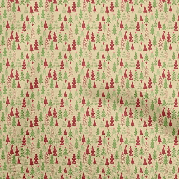 oneOone Polyester Spandex Yellow Fabric Christmas Fabric For Sewing Printed Craft Fabric By The Yard 56 Inch Wide