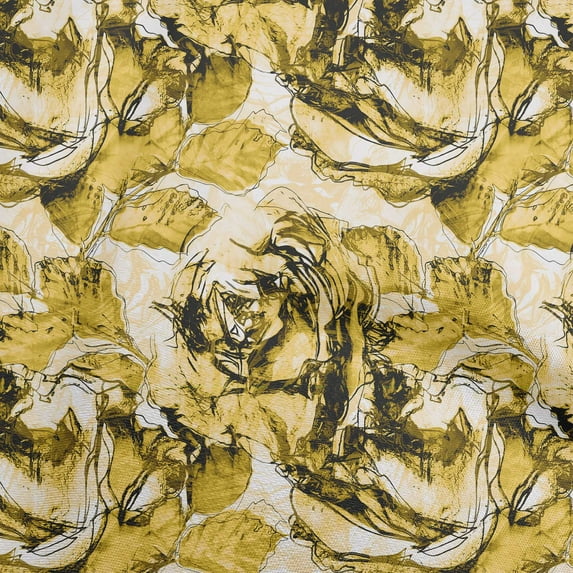 oneOone Polyester Spandex Yellow Fabric Floral Watercolor Sewing Craft Projects Fabric Prints By Yard 56 Inch Wide