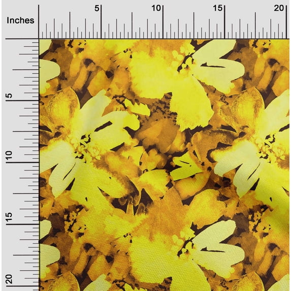 oneOone Polyester Spandex Yellow Fabric Florals Dress Material Fabric Print Fabric By The Yard 56 Inch Wide-F72
