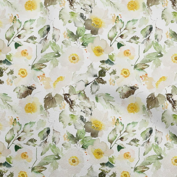 oneOone Polyester Spandex Yellow Fabric Florals Sewing Material Print Fabric By The Yard 56 Inch Wide