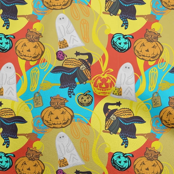 oneOone Polyester Spandex Yellow Fabric Halloween Sewing Craft Projects Fabric Prints By Yard 56 Inch Wide