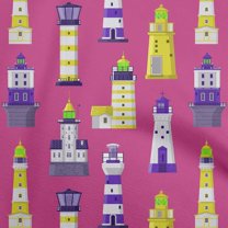 oneOone Polyester Spandex Yellow Fabric Sea Lighthouse Craft Projects Decor Fabric Printed By The Yard 56 Inch Wide