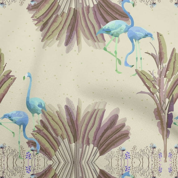 oneOone Rayon Beige Fabric Tropical Flamingo Sewing Material Print Fabric By The Yard 56 Inch Wide