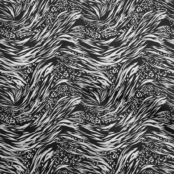 oneOone Rayon Black Fabric Animal Skin Craft Projects Decor Fabric Printed By The Yard 56 Inch Wide