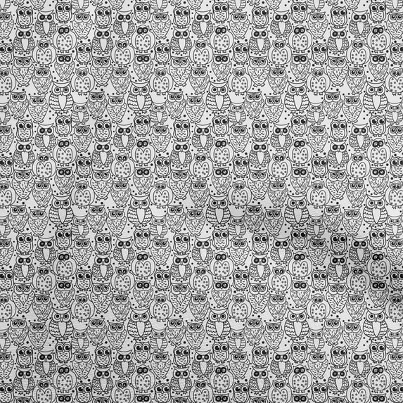 oneOone Rayon Black Fabric Owl Sewing Craft Projects Fabric Prints By Yard 56 Inch Wide-aB