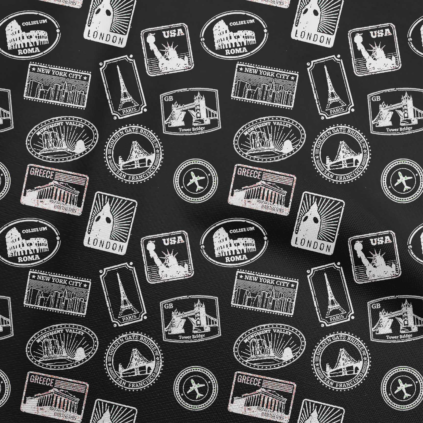 oneOone Rayon Black Fabric Travel Sewing Material Print Fabric By The Yard 56 Inch Wide