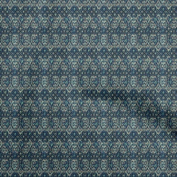 oneOone Rayon Blue Fabric Asian Kilim Diy Clothing Quilting Fabric Print Fabric By Yard 56 Inch Wide