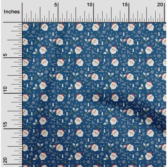 oneOone Rayon Blue Fabric Christmas Dress Material Fabric Print Fabric By The Yard 56 Inch Wide-T6