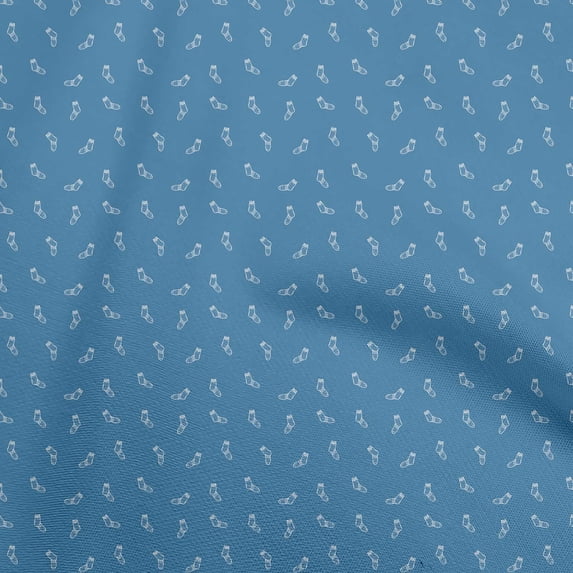 oneOone Rayon Blue Fabric Snowflake,Cap & Socks Fabric For Sewing Printed Craft Fabric By The Yard 56 Inch Wide