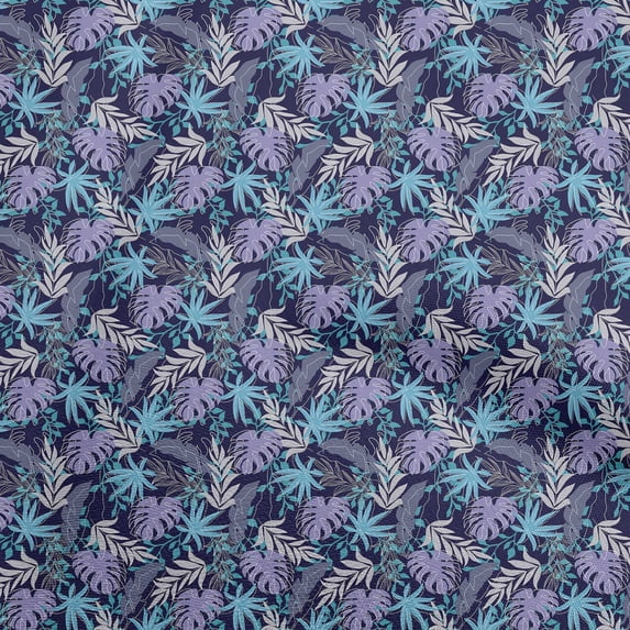oneOone Rayon Blue Fabric Tropical Leaf Sewing Craft Projects Fabric Prints By Yard 56 Inch Wide