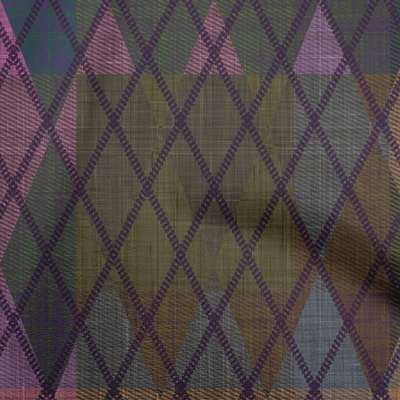 oneOone Rayon Brown Fabric Argyle Dress Material Fabric Print Fabric By The Yard 56 Inch Wide