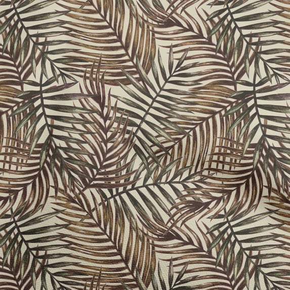 oneOone Rayon Brown Fabric Leaves Quilting Supplies Print Sewing Fabric By The Yard 56 Inch Wide