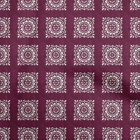 oneOone Rayon Dark Magenta Fabric Block Sewing Fabric By The Yard Printed Diy Clothing Sewing Supplies 56 Inch Wide
