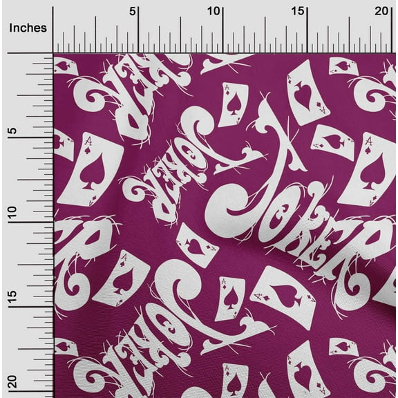 oneOone Rayon Dark Magenta Fabric Joker & Poker Text Dress Material Fabric Print Fabric By The Yard 56 Inch Wide