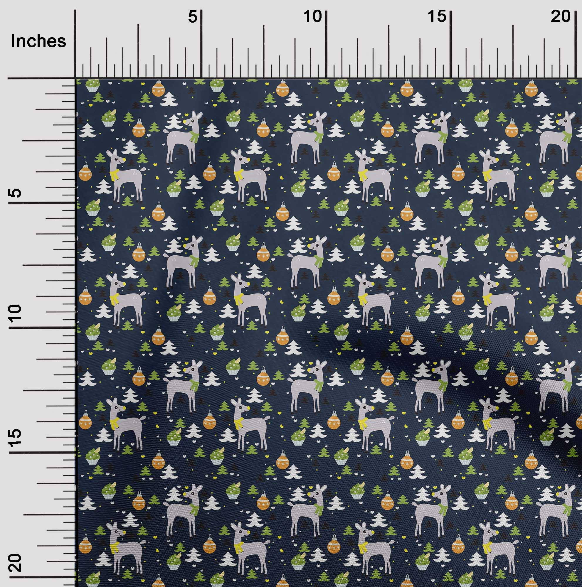oneOone Rayon Dark Navy Blue Fabric Christmas Sewing Fabric By The Yard Printed Diy Clothing Sewing Supplies 56 Inch Wide