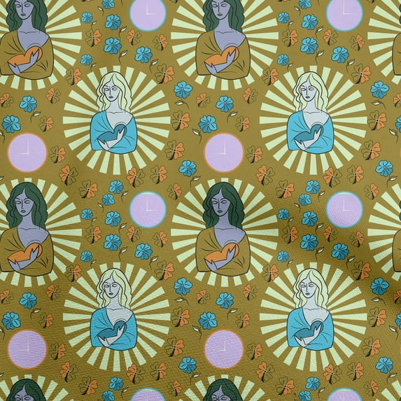 oneOone Rayon Dark Olive Green Fabric Christmas Jesus Birth Quilting Supplies Print Sewing Fabric By The Yard 56 Inch Wide