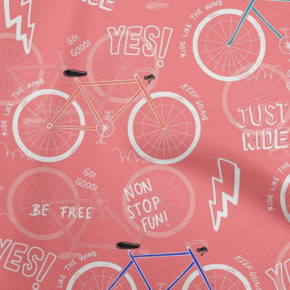 oneOone Rayon Dark Peach Orange Fabric Bicycle Sewing Fabric By The Yard Printed Diy Clothing Sewing Supplies 56 Inch Wide