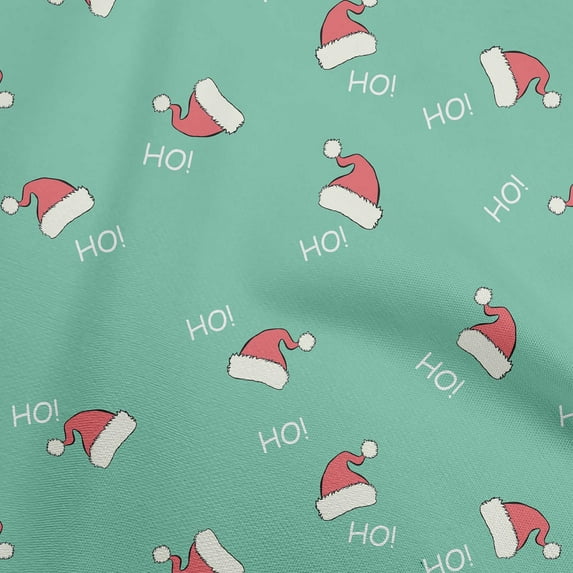oneOone Rayon Dusty Teal Green Fabric Christmas Hats Sewing Material Print Fabric By The Yard 56 Inch Wide
