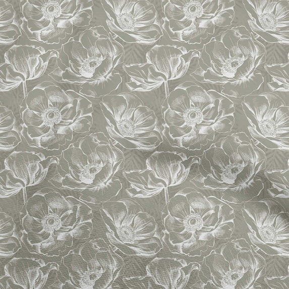 oneOone Rayon Gray Fabric Floral Sewing Craft Projects Fabric Prints By Yard 56 Inch Wide