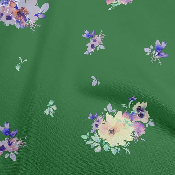 oneOone Rayon Green Fabric Florals Dress Material Fabric Print Fabric By The Yard 56 Inch Wide