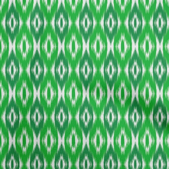 oneOone Rayon Green Fabric Ikat Fabric For Sewing Printed Craft Fabric By The Yard 56 Inch Wide