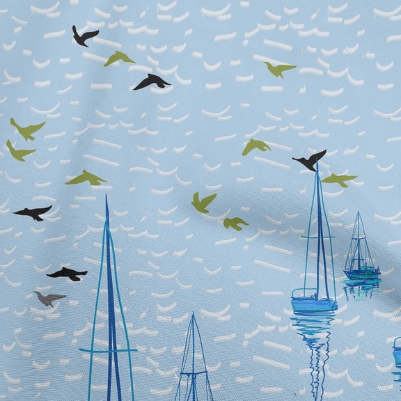 oneOone Rayon Light Blue Fabric Tropical Bach Quilting Supplies Print Sewing Fabric By The Yard 56 Inch Wide