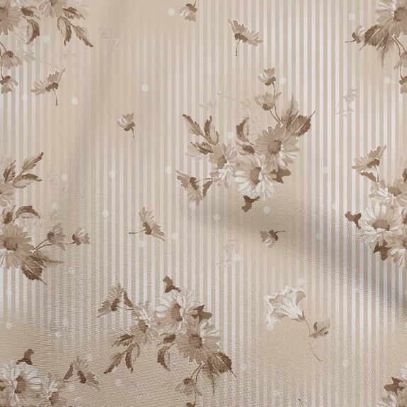 oneOone Rayon Light Brown Fabric Florals Dress Material Fabric Print Fabric By The Yard 56 Inch Wide