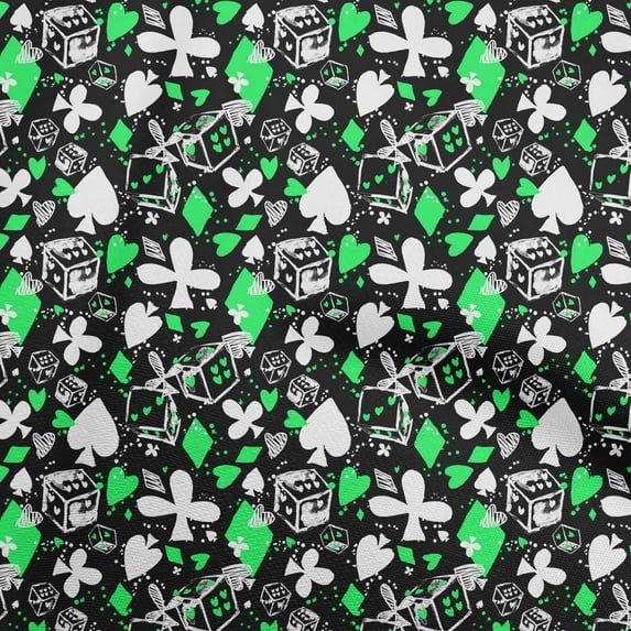 oneOone Rayon Light Green Fabric Poker Card Sewing Material Print Fabric By The Yard 56 Inch Wide