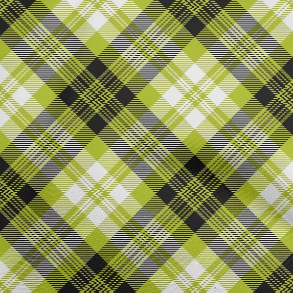 oneOone Rayon Lime Green Fabric Tartan Sewing Material Print Fabric By The Yard 56 Inch Wide