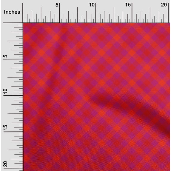 oneOone Rayon Medium Blue Fabric Check Sewing Material Print Fabric By The Yard 56 Inch Wide