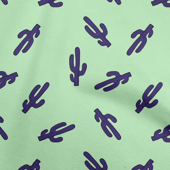 oneOone Rayon Mint Green Fabric Plant Cactus With Geometric Craft Projects Decor Fabric Printed By The Yard 56 Inch Wide