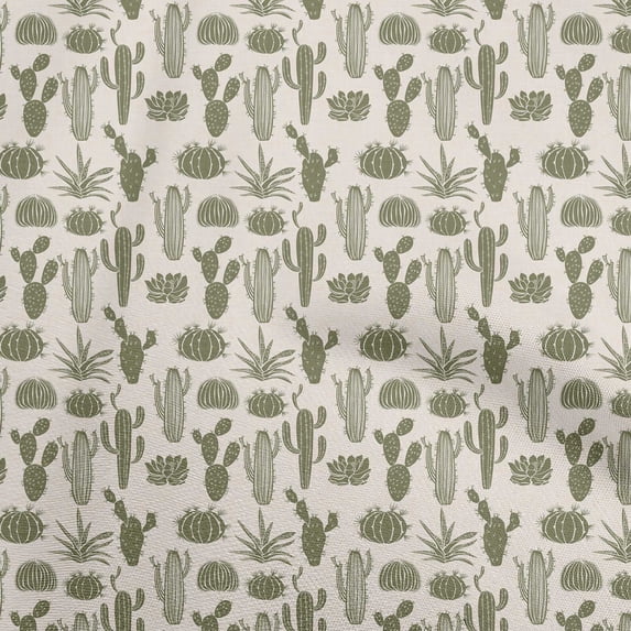 oneOone Rayon Olive Green Fabric Cactus Fabric For Sewing Printed Craft Fabric By The Yard 56 Inch Wide