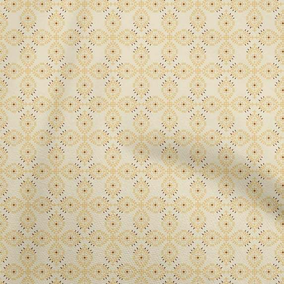 oneOone Rayon Pale Yellow Fabric Asian Block Print Traditional Quilting Supplies Print Sewing Fabric By The Yard 56 Inch Wide